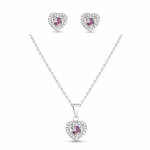 Conjunto Coração Rosa Bebê Cravejado